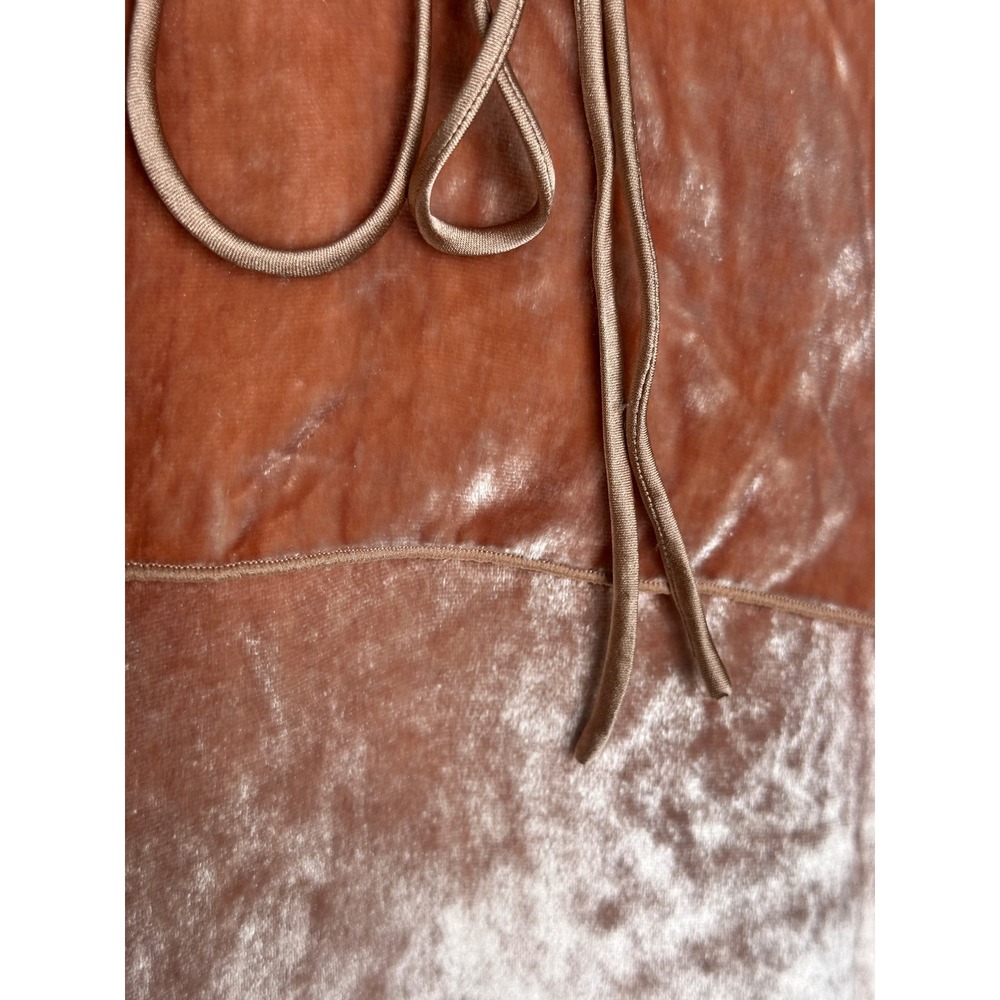 Alice + Olivia Marybeth Halter Top Large Terracotta Silk Velvet Tiered Draped - Picture 5 of 9